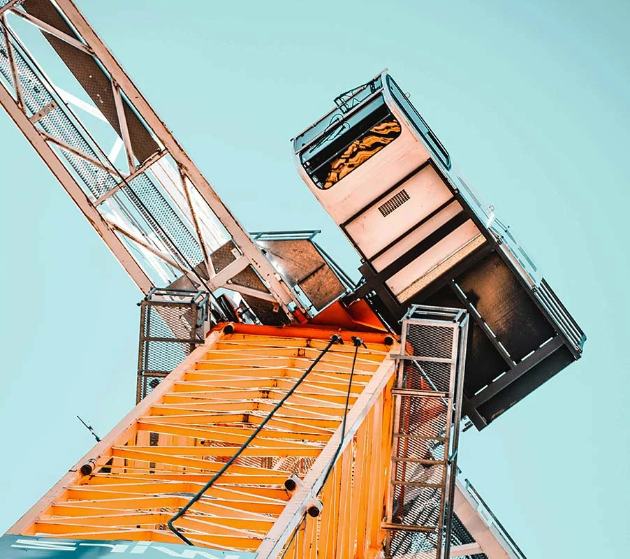 Construction Crane Cabin and Structure Close-Up Construction Crane Cabin and Structure Close-Up