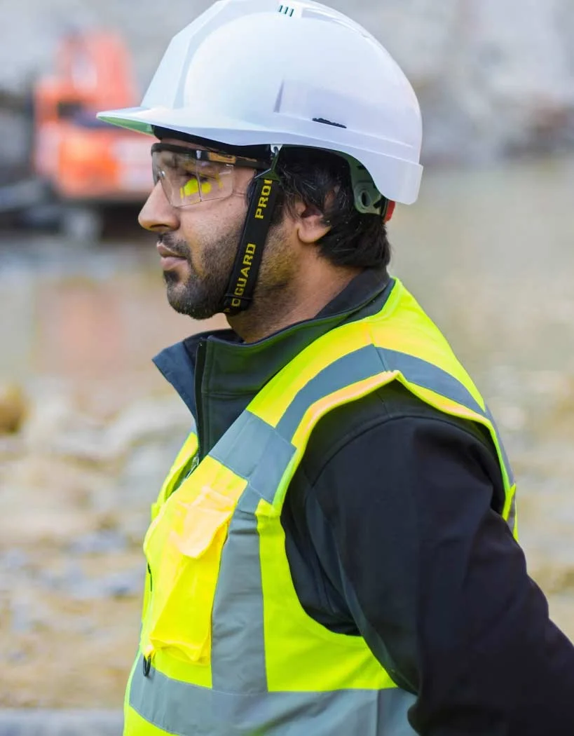 Man Wearing Safety Suit Man Wearing Safety Suit